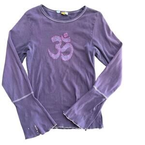 Anjali Women's Purple Burnout Long Sleeved Embroidered Top Size Medium Y2K 2000s